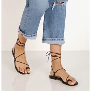 Dolce Vita Black Lace-Up Square Toe Sandals